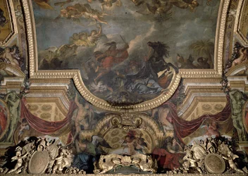 De koning neemt Maastricht in dertien dagen in 1673, plafondschildering uit de Galerie des Glaces